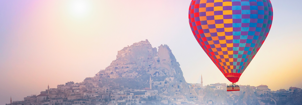 Uchisar Castle Cappadocia Hot Air Balloon Sunrise View uchisar castle cappadocia hot air balloon goreme sunrise landscape